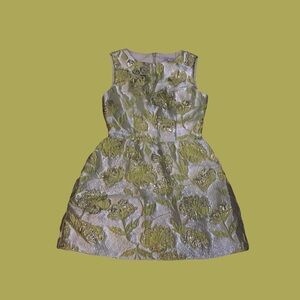Dress the Population Small Lime green metallic brocade mini dress